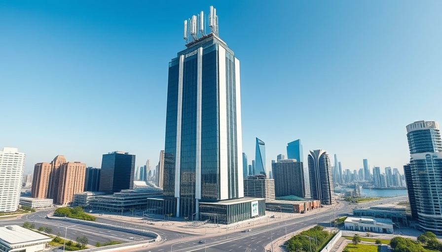 Modern high-rise building in urban area, MTN Nigeria stock activity
