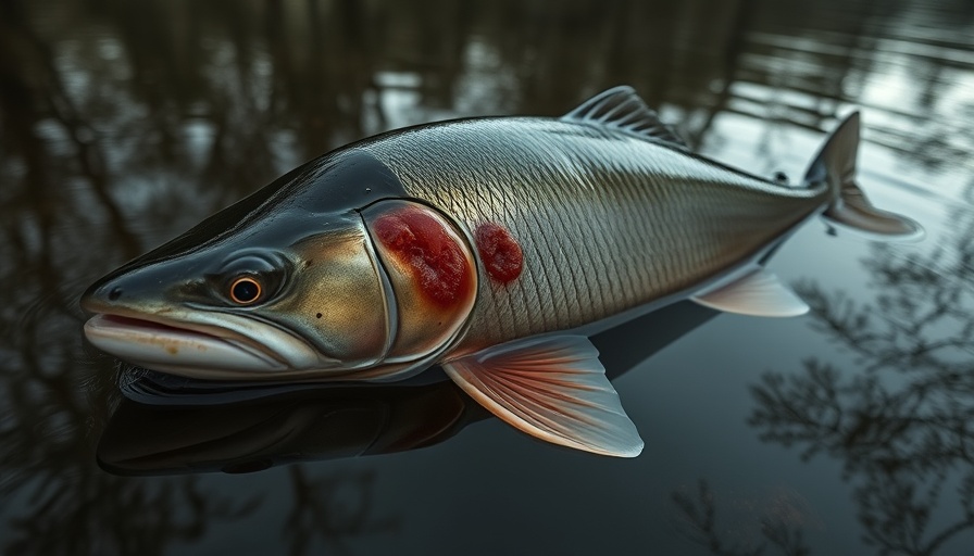 Pollution of Germany's rivers shown by a diseased fish in water.