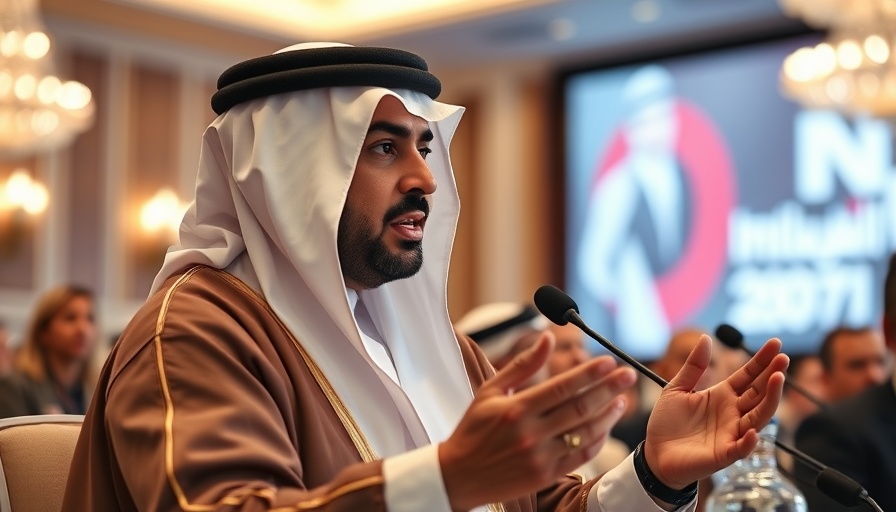Qatari official addressing international conference on Israel humanitarian crisis in Gaza.