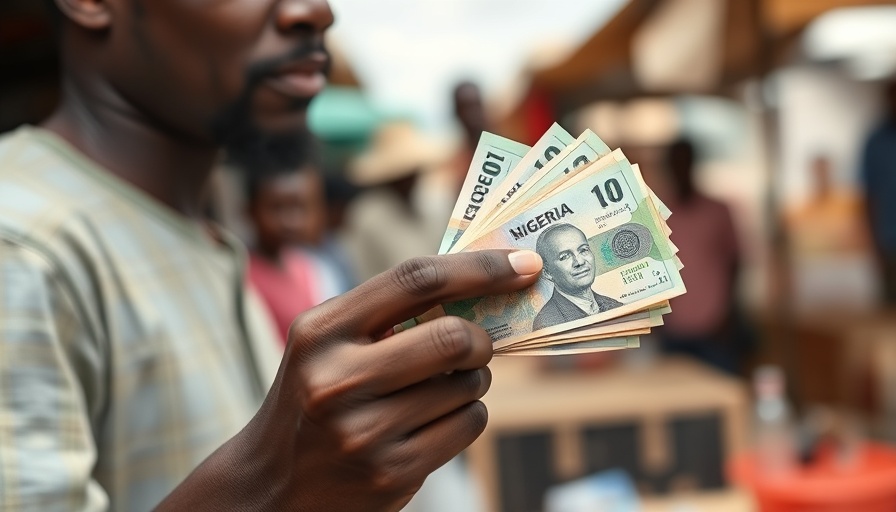Nigeria private capital investment represented by person holding currency.