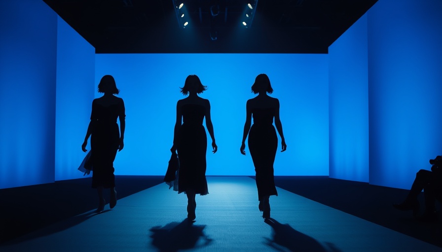 South African fashion and trade: Models on runway with blue light.
