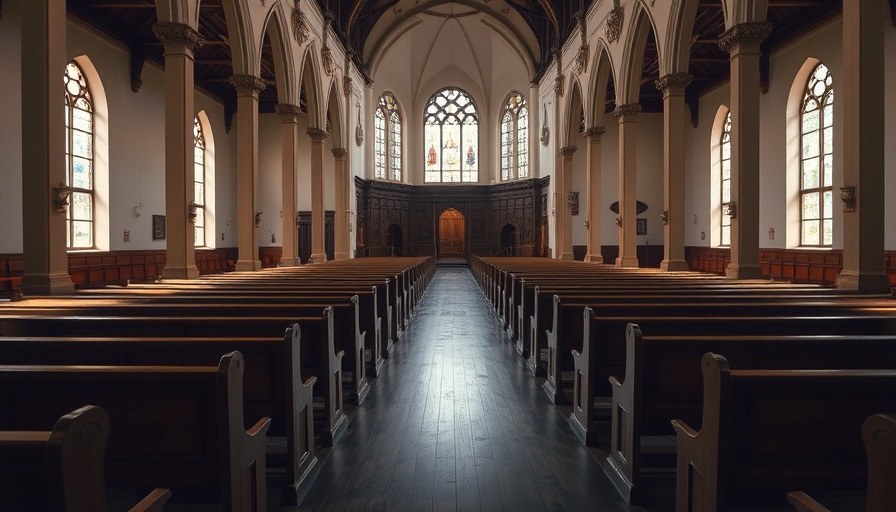 Empty church interior in Poland symbolizing Catholic Church decline.