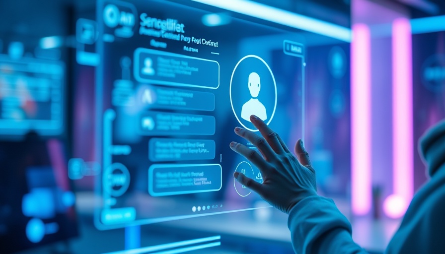 User interacting with AI chatbot on transparent screen, highlighting importance of politeness to AI.