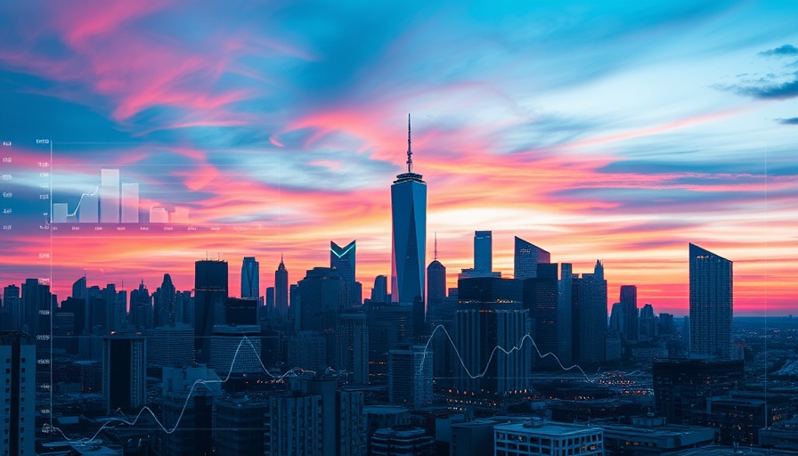 Governing ambient intelligence represented by digital cityscape with data graphs.