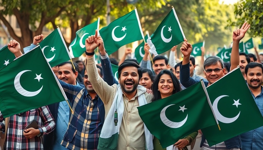 Pakistan India ceasefire celebration with flags and portraits.