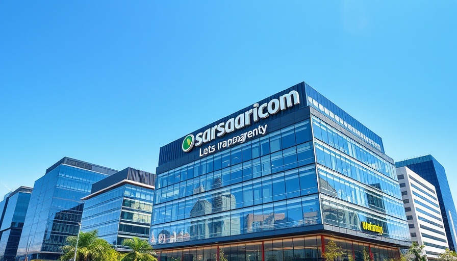 Safaricom building emphasizing satellite technology and transparency.