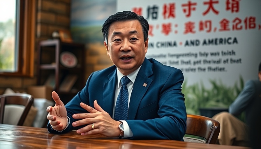 Political figure discussing US-China tariff reduction in an agricultural setting.