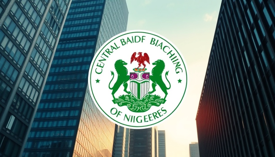 Central Bank of Nigeria emblem with skyscrapers, CBN licences scene.