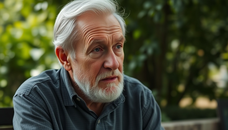 Thoughtful elderly man outdoors, symbolizing life in a globalized world.