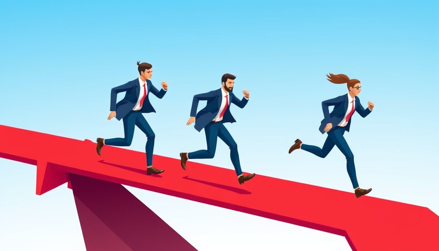 Illustration of people on an arrow path showing career growth.