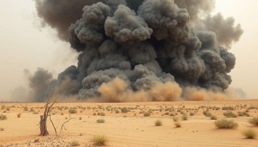 Explosive impact illustrating weapons of war environmental impact.