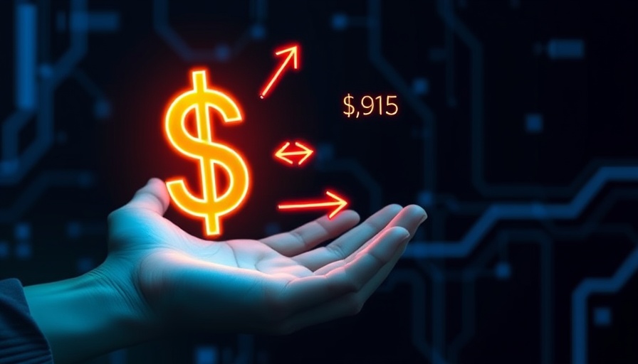 Futuristic depiction of AI-driven pricing with digital symbols.
