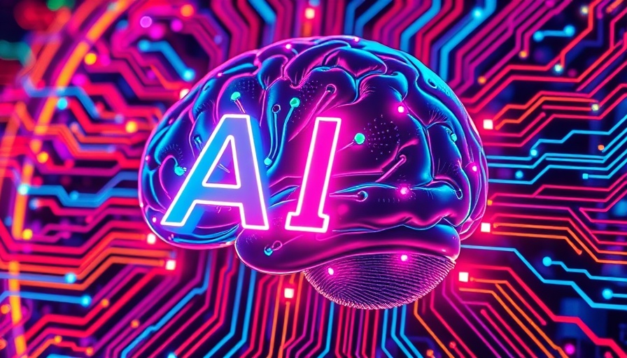 Futuristic AI neon illustration highlighting real-life uses of AI with circuits.