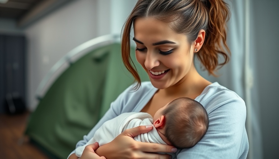 Maternity care in war zones depicted with woman and newborn in diverse settings.