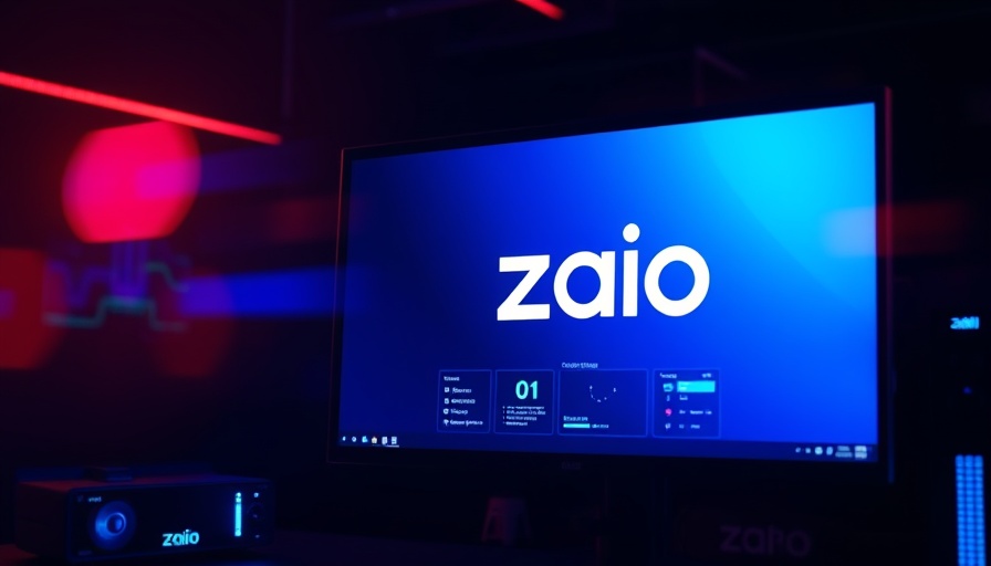Sleek digital monitor with 'zaio' logo in AI-Powered EdTech theme.