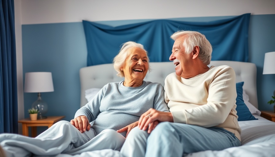 Cheerful elderly couple playfully interacting on bed.