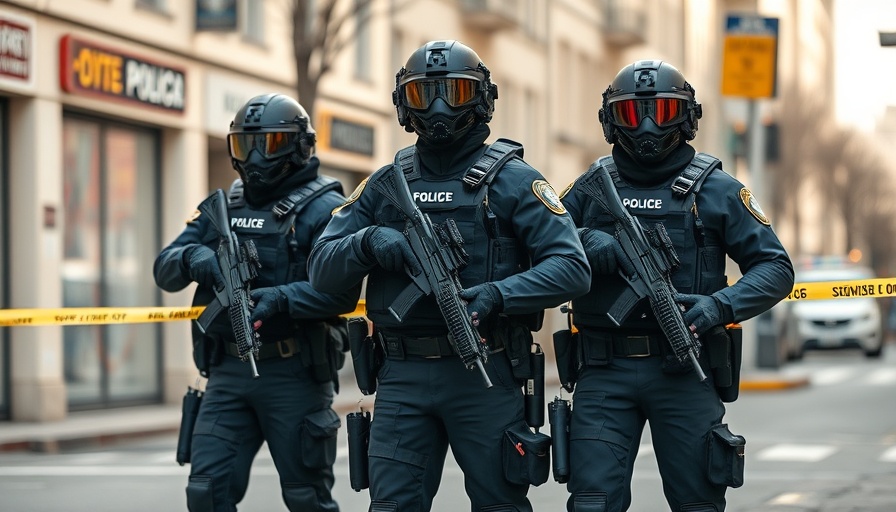 Mexico City political violence scene with armed police presence.