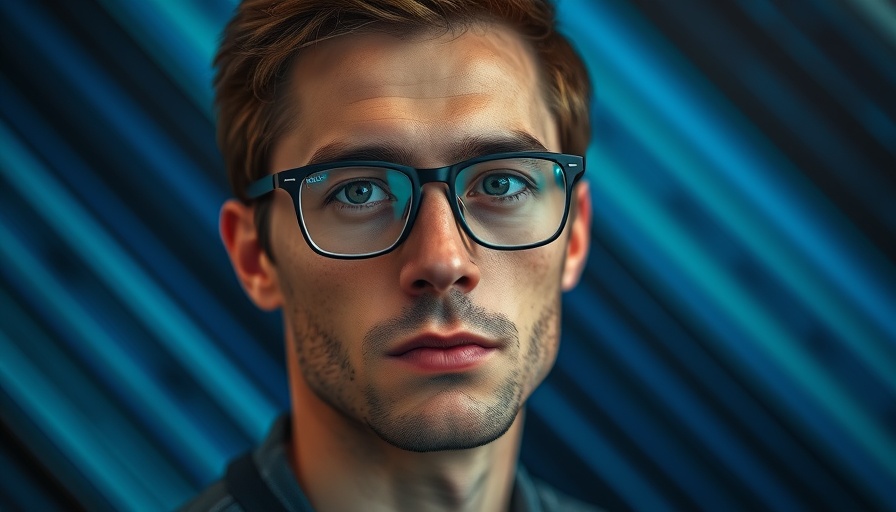 AI in the music industry: focused portrait of a male wearing glasses.