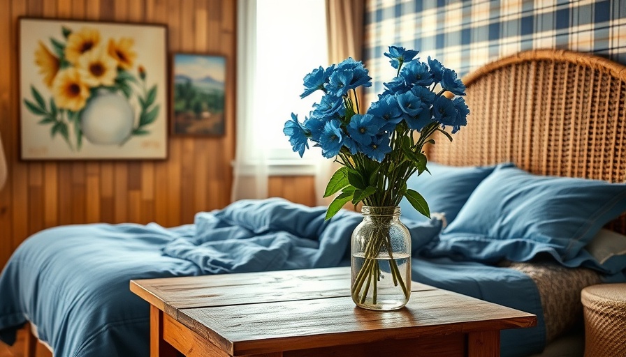 Cozy bedroom featuring denim bedding and rustic decor, showcasing denim bedding trends for real estate.