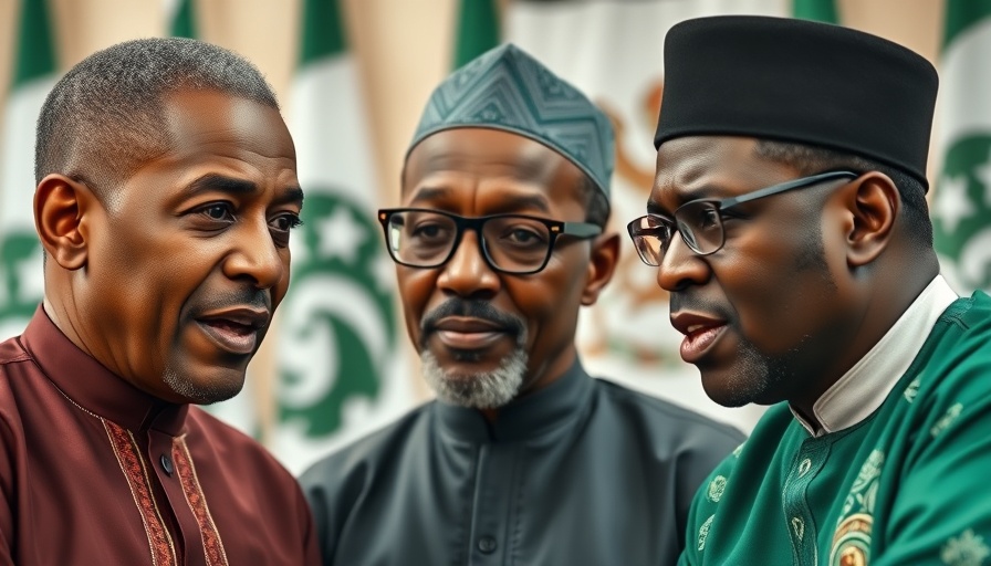 Three men discussing Nigeria elections coalition talks 2027.
