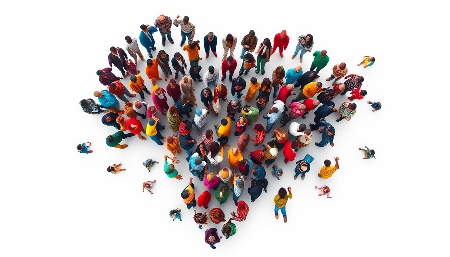 Africa Day trade opportunities concept with human crowd forming Africa map.