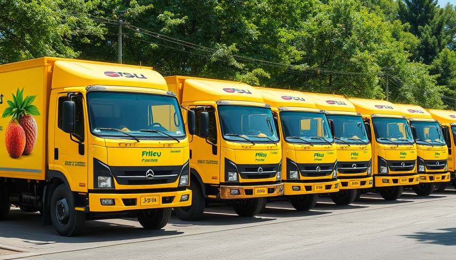 Twiga’s new glam yellow trucks with fruit ads in green park.