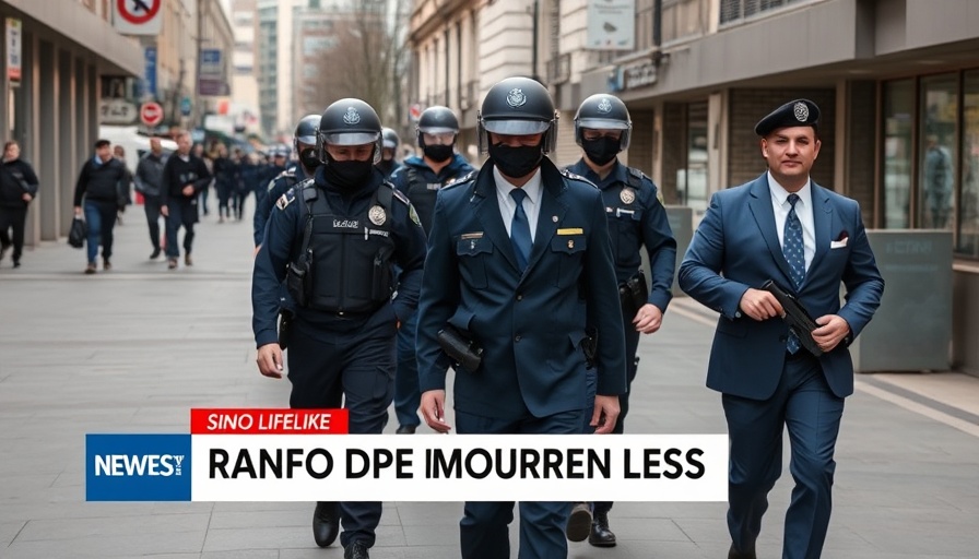 Police officers in urban area with news reporting Rano DPO Killing.