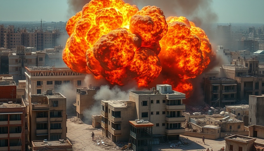 Israeli attacks on homes in Gaza City with explosion and smoke.
