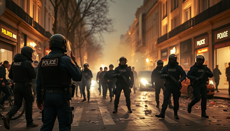 Riot police during Paris riots after PSG victory