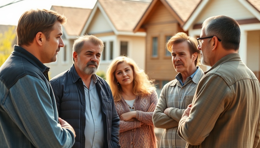 Concerned group discussing Mallorca housing crisis outdoors