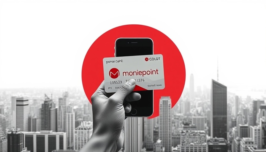 Moniepoint card collage with urban backdrop in minimalist style