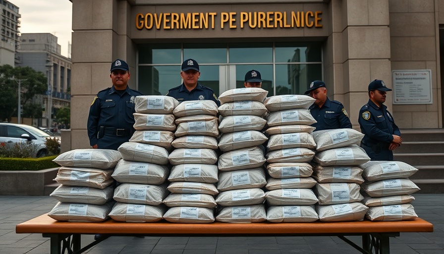 Peruvian police display seized 5.5 tonnes of drugs.