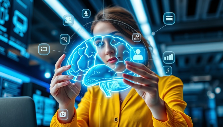 AI in African research management with a woman interacting with digital brain interface.