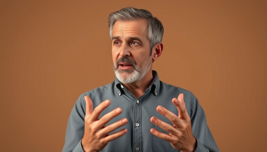Man discussing new color perception in cinematic photo.