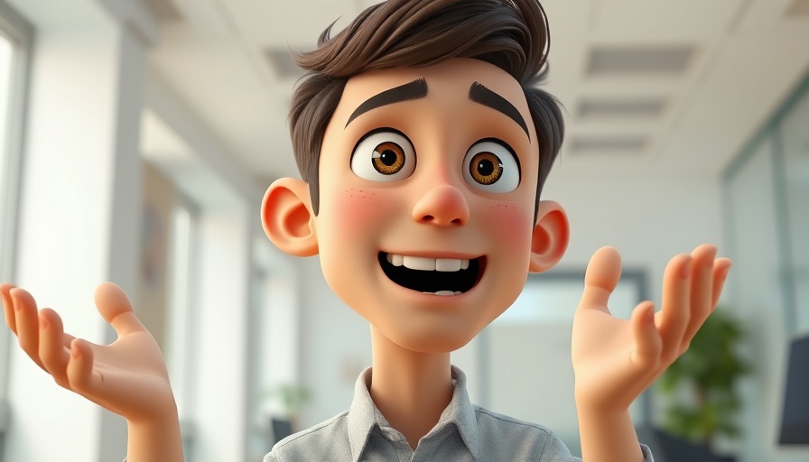 Animated man energetically discussing leaving Google reflections.