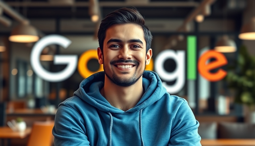 My Last Day at Google: Man smiling in front of Google logo.