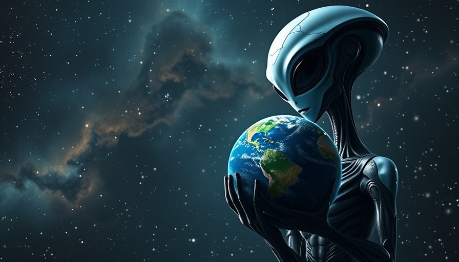 Advanced alien examining Earth, Kardashev Scale and civilization concept.
