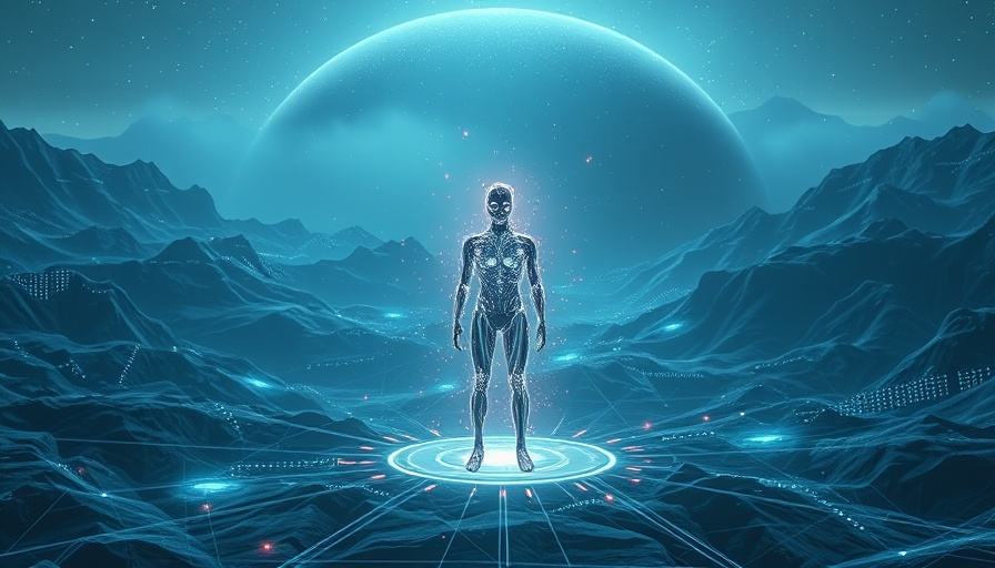 Quantum AI Potential: Futuristic AI entity in a digital landscape