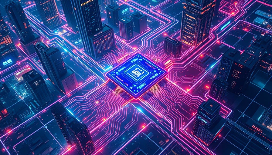 Futuristic quantum computer emitting energy waves, symbolizing its impact on AI advancements.