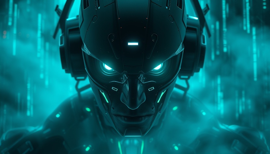 Futuristic digital AI entity artwork in a misty digital setting.
