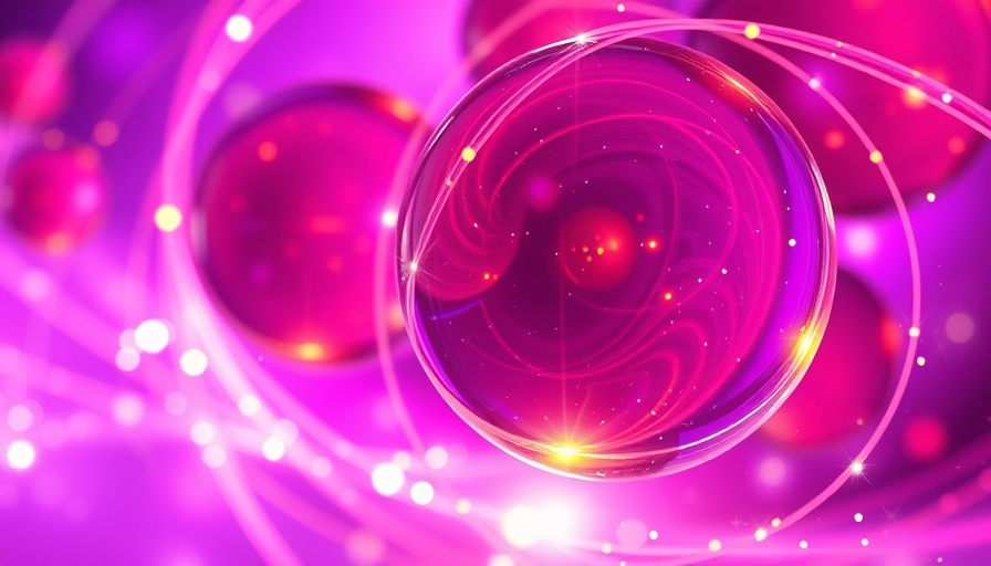 Physics in game design concept with digital spheres and light trails.