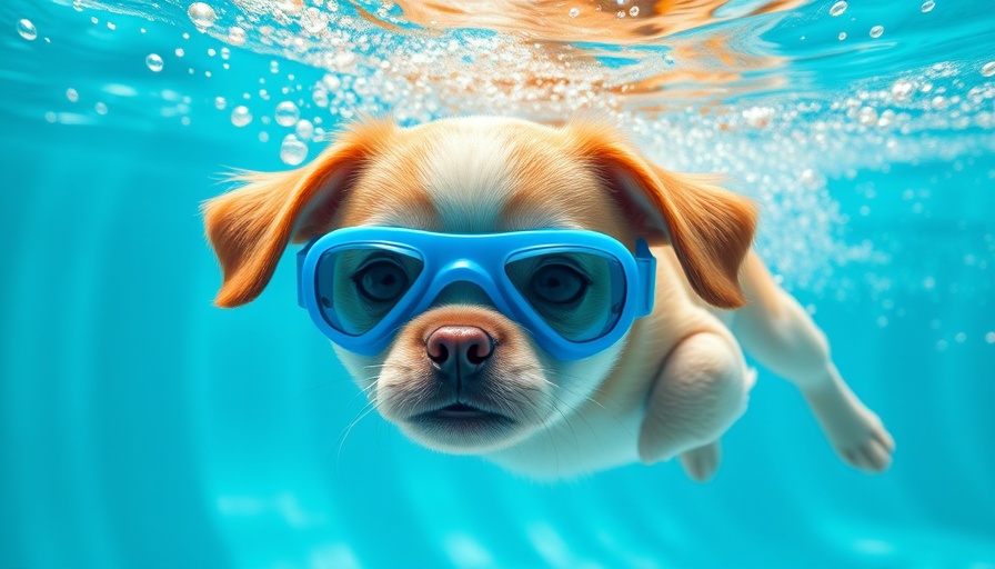 Cute dog underwater in goggles, showcasing SynthID Detector for AI-generated content.
