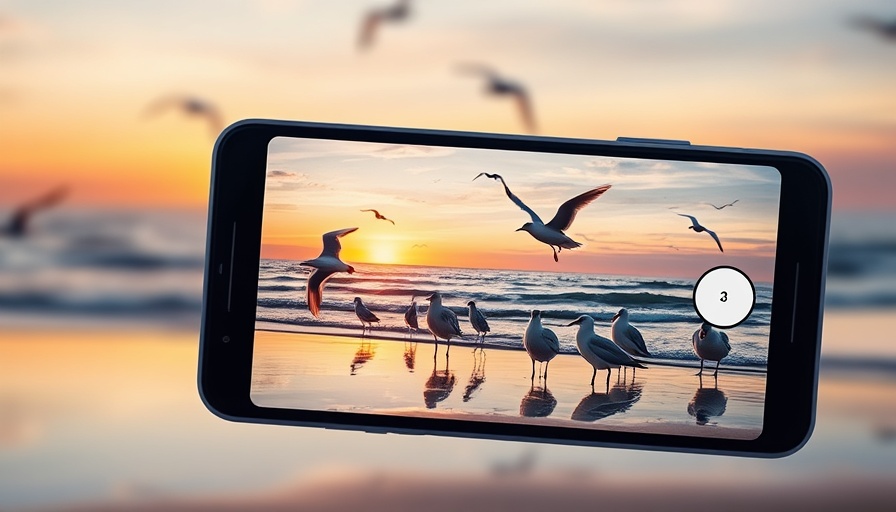 Learn about birds with AI technology on smartphone at sunset.