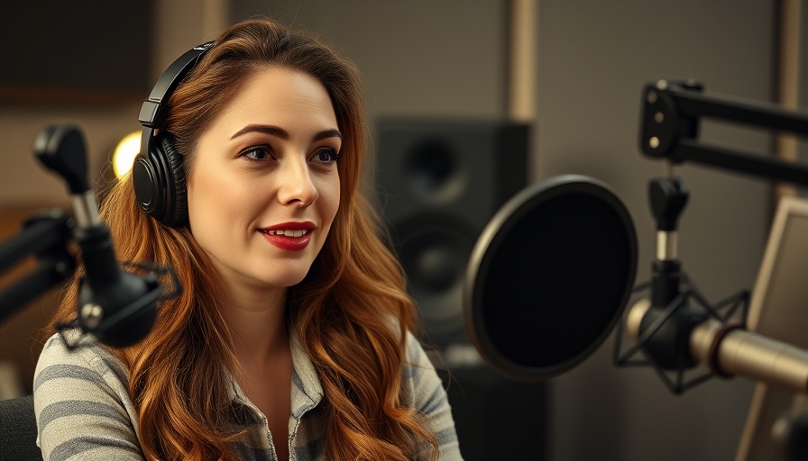 Confident female podcaster speaking in a studio, AI Africa film makers and developers.