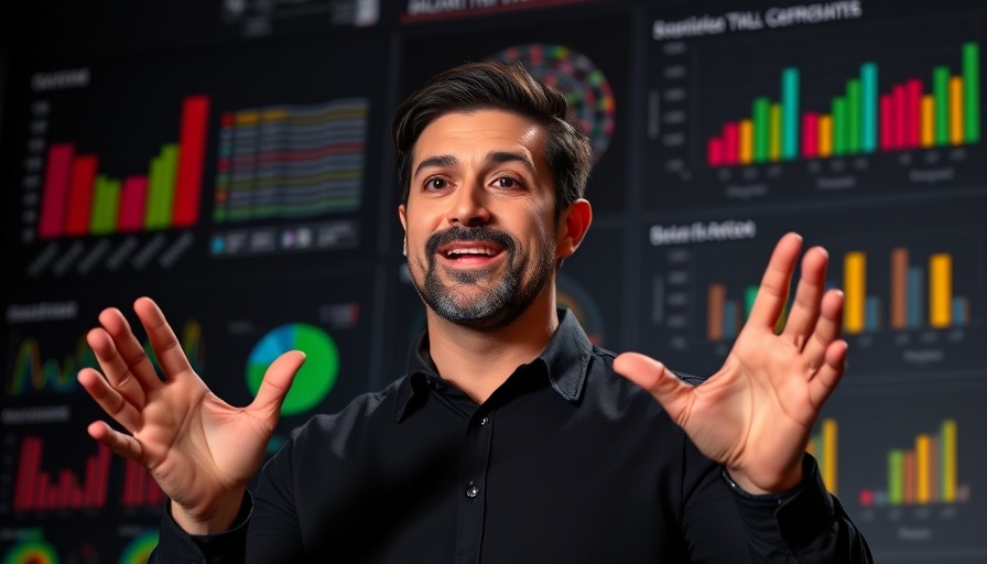 Confident speaker discussing AI model sizes in a dynamic presentation setting.