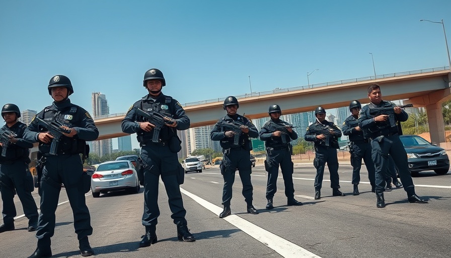 California court order Trump troop deployment: Police barricade on highway.