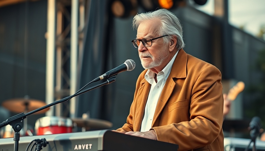 Brian Wilson Beach Boys Legacy: Thoughtful performance on outdoor stage.