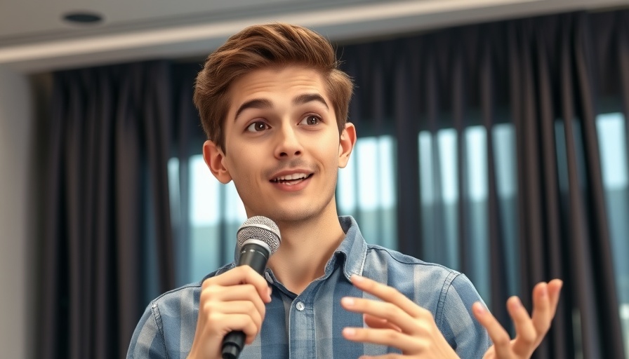 Young man discussing Second Brain Technology in an office setting.