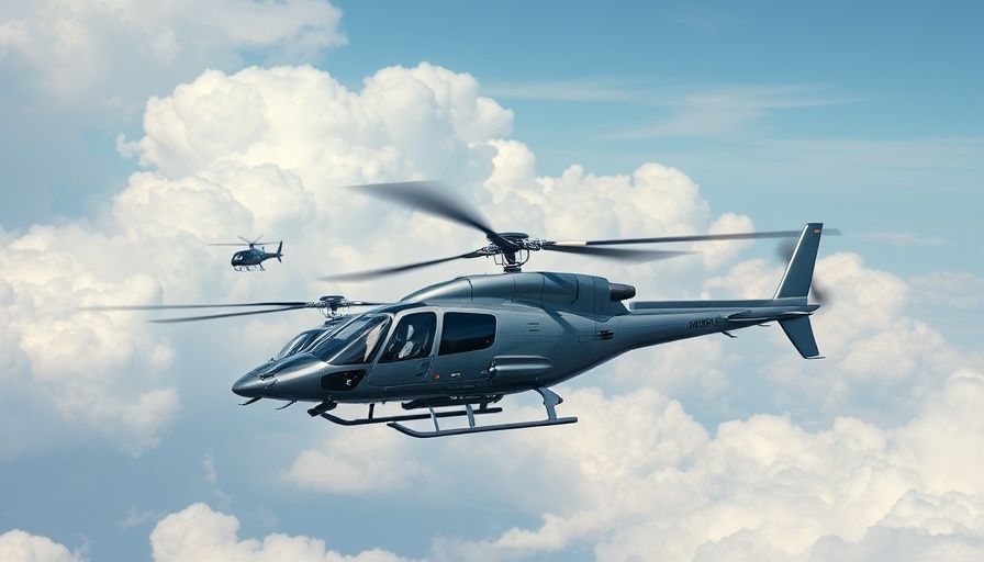 Modern helicopters demonstrating a Modular Crewed-Uncrewed Teaming System against a cloudy sky.