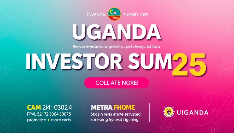 Uganda Investor Summit 2025 promotional graphic with event details.